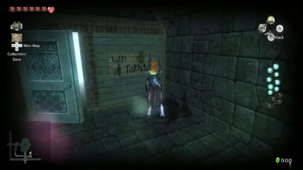 Link as Wolf in a Castle Town alley beside the Telma's Bar sign