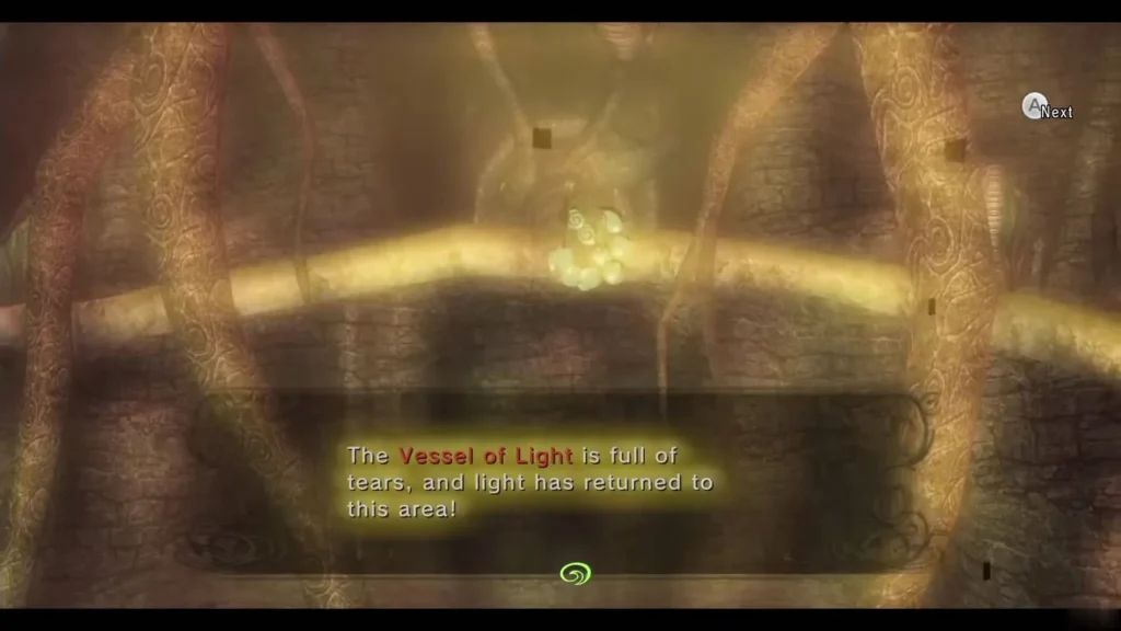 Message box saying the Vessel of Light is full of tears