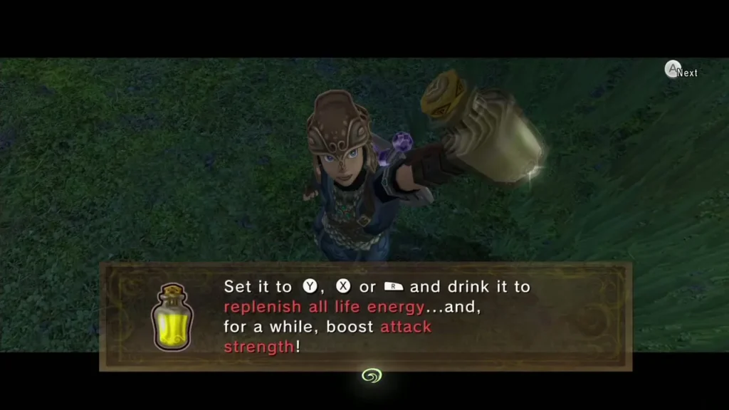Link holding a bottle of Chu Jelly with its effect text in the box Link holding a bottle of Chu Jelly with its effect text in the box