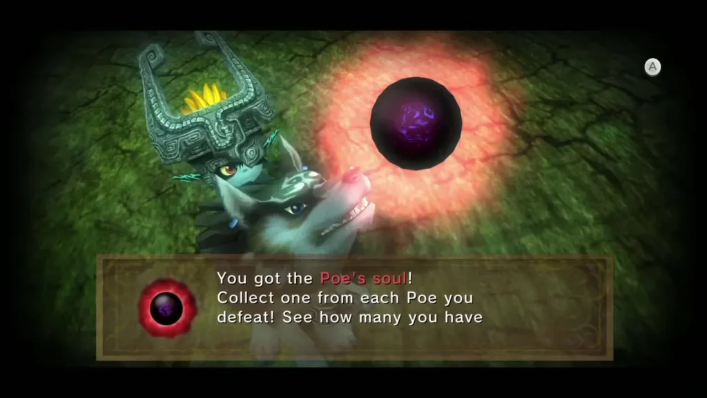 The Poe's soul message over Wolf Link and Midna in Faron Woods The Poe's soul message over Wolf Link and Midna in Faron Woods