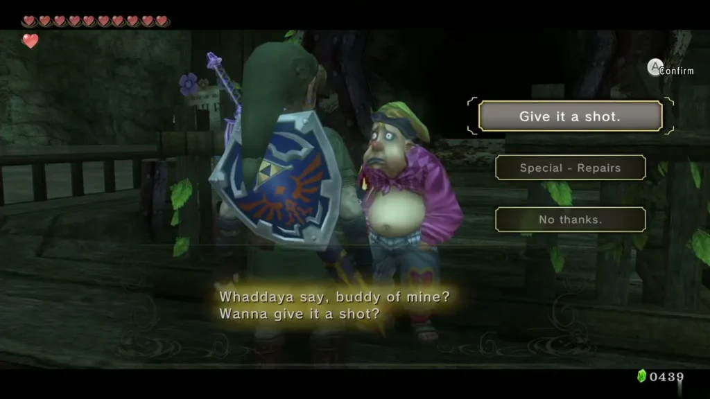 Fyer asking whether Link wants to give the cannon a shot Fyer asking whether Link wants to give the cannon a shot
