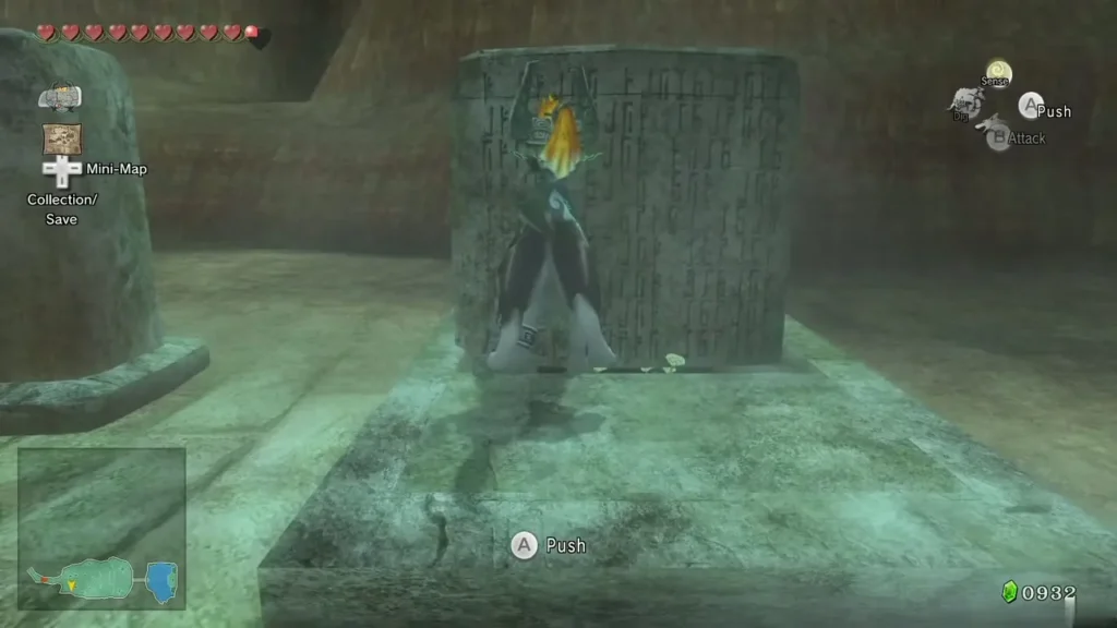 Wolf Link pushing the first gravestone on the right of the Graveyard Wolf Link pushing the first gravestone on the right of the Graveyard