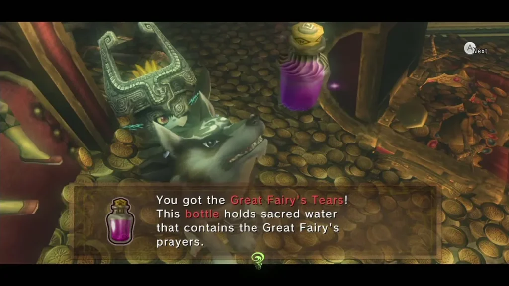 Great Fairy's Tears bottle message box with Wolf Link and Midna in Jovani's room Great Fairy's Tears bottle message box with Wolf Link and Midna in Jovani's room