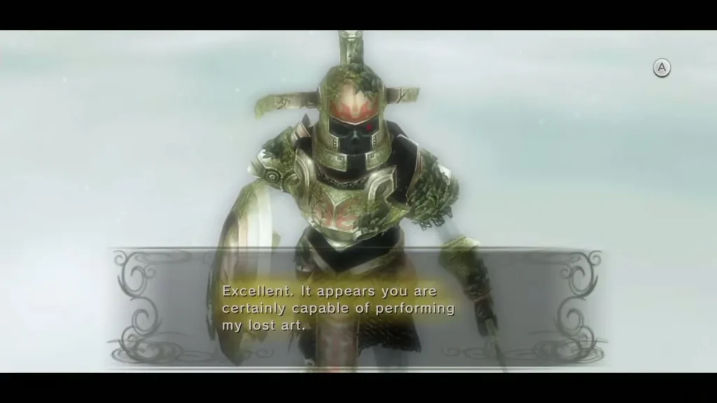 Armored ghost knight telling Link he can perform his lost art Armored ghost knight telling Link he can perform his lost art