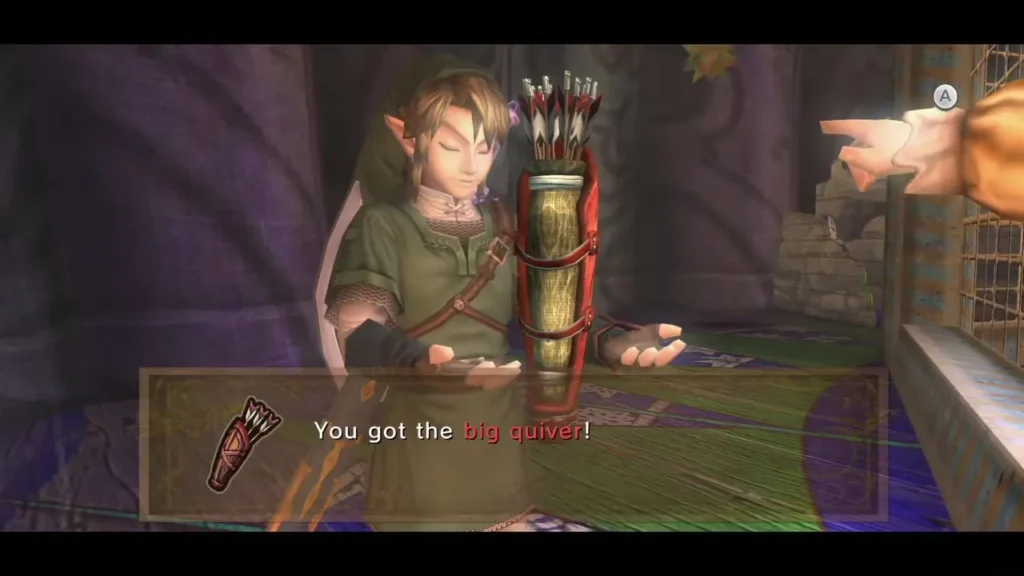 Link receiving the Big Quiver as the STAR Game reward Link receiving the Big Quiver as the STAR Game reward